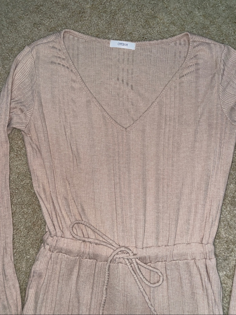 Ribbed Drawstring Jumpsuit in Blush - Picture 2 of 2